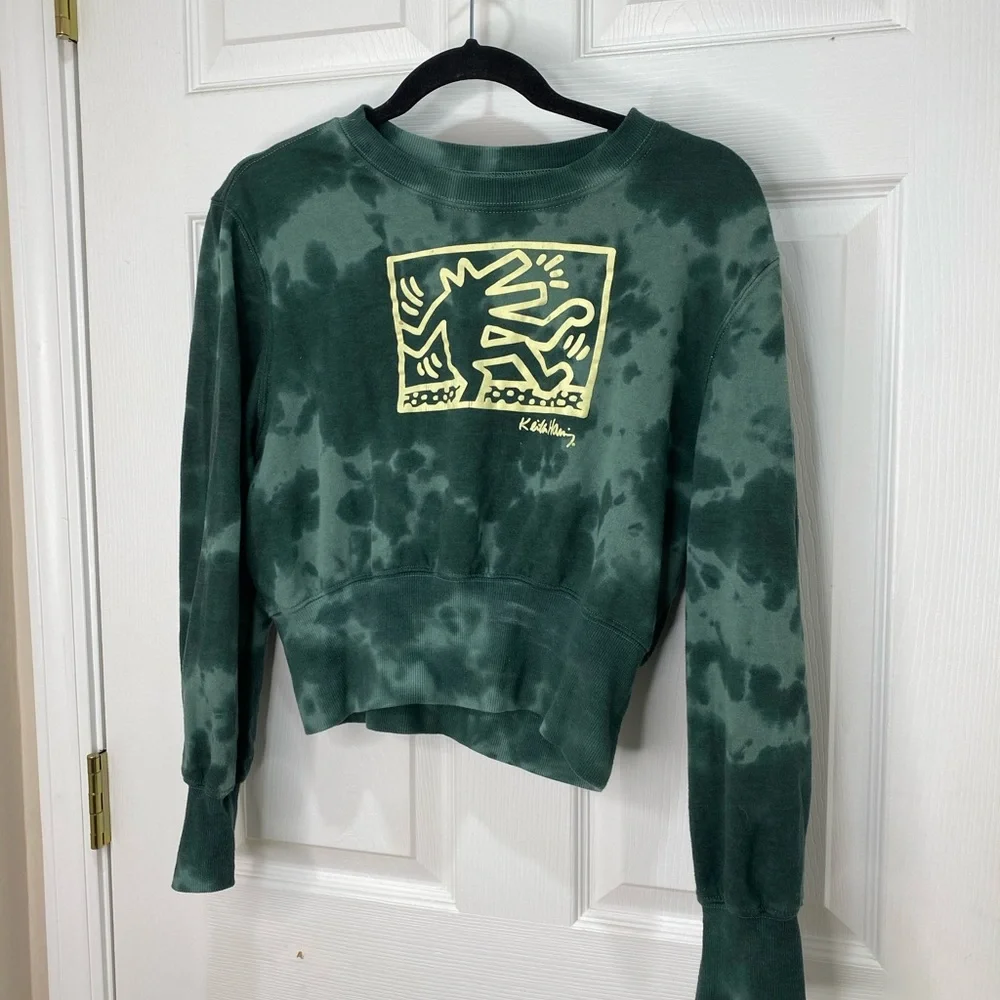 Keith Haring Green Graphic Sweatshirt - Picture 2 of 11